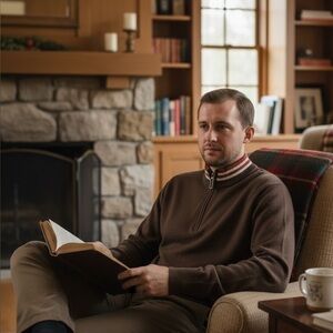 Vintage Sears Simpsons Brown High Neck Brown Knit Sweater Size XL